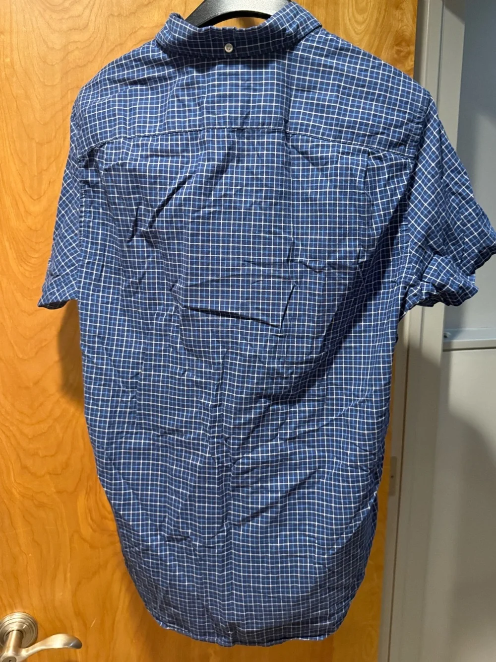 GAP Blue Plaid Short-Sleeve Button-Down Shirt
